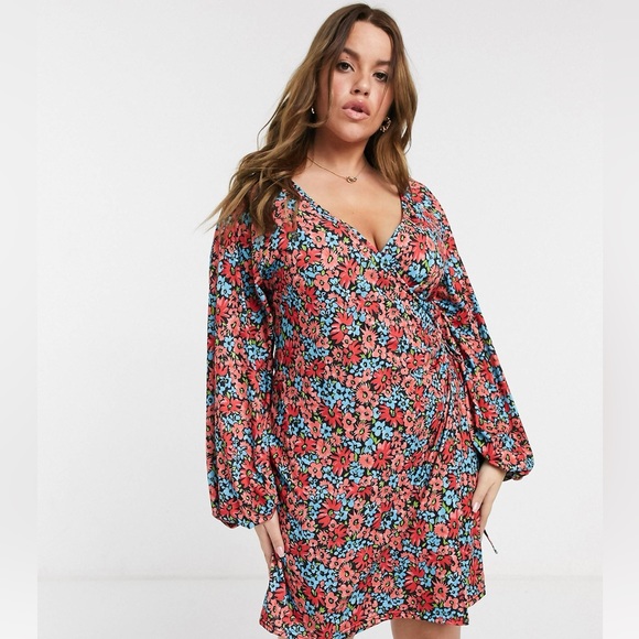 ASOS Curve Dresses & Skirts - ASOS | Long Sleeve Wrap Mini Dress